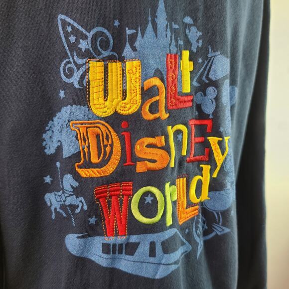 Disney World Parks Blue Red Yellow Zip Up Embroidered Hoodie Jacket XL - Picture 5 of 7